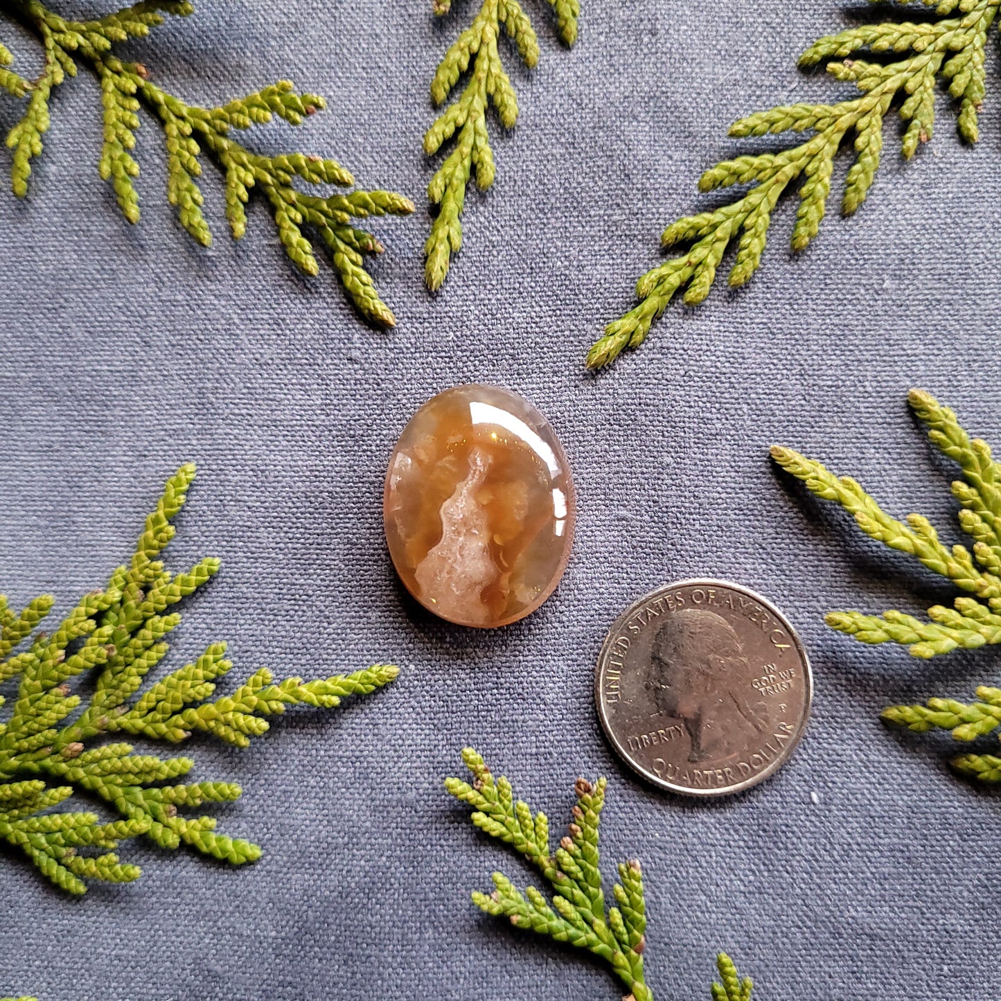 Carnelian Flame Agate Cabochon, Northern BC, Canada