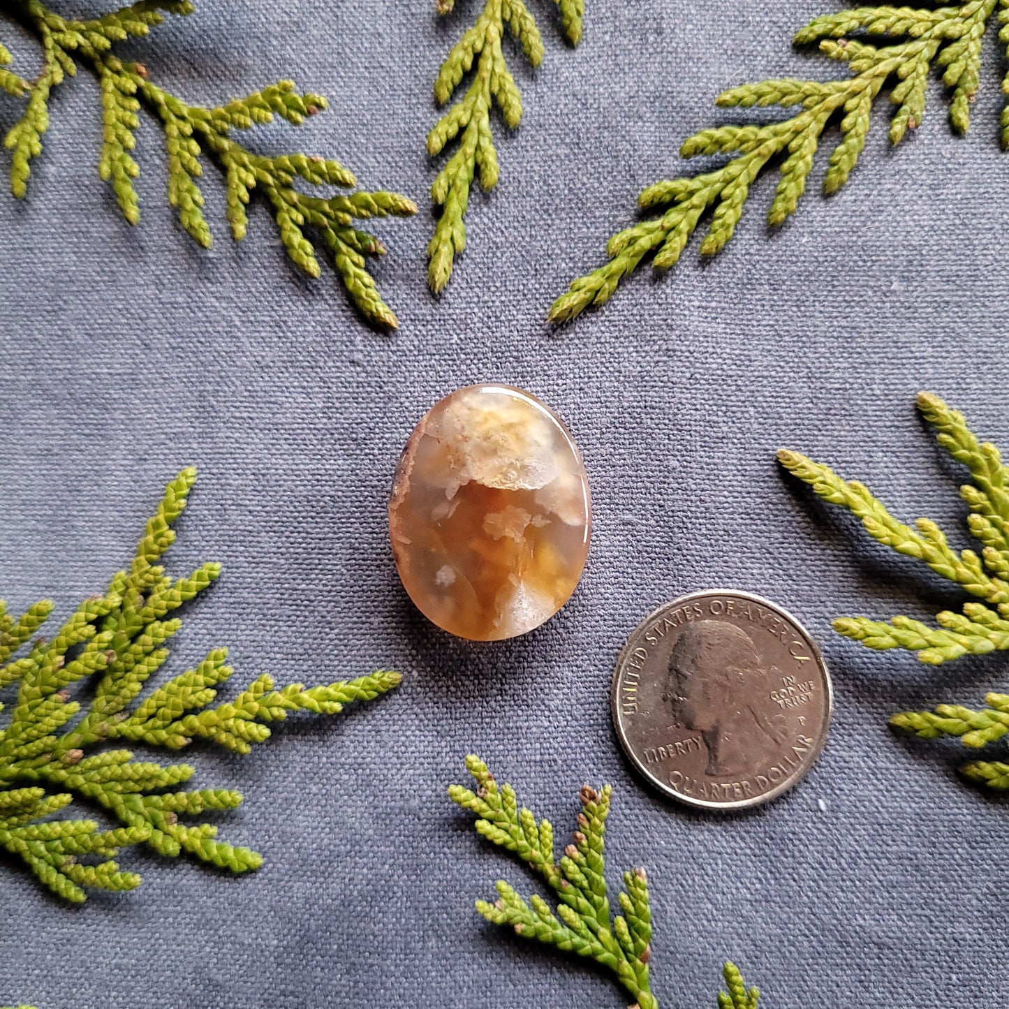 Carnelian Flame Agate Cabochon, Northern BC, Canada