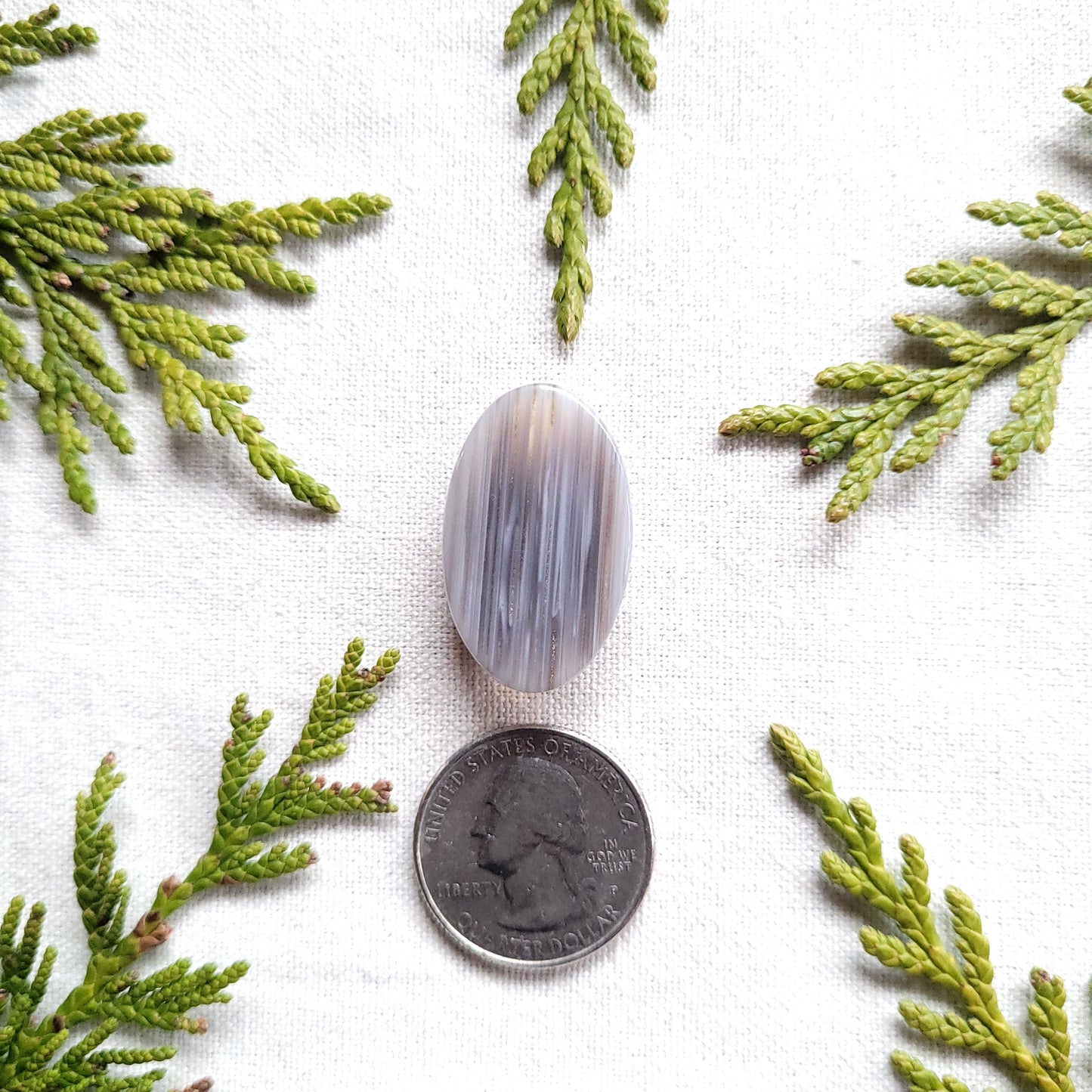 Waterline Agate Oval Cabochon, Fraser Lake, BC Canada