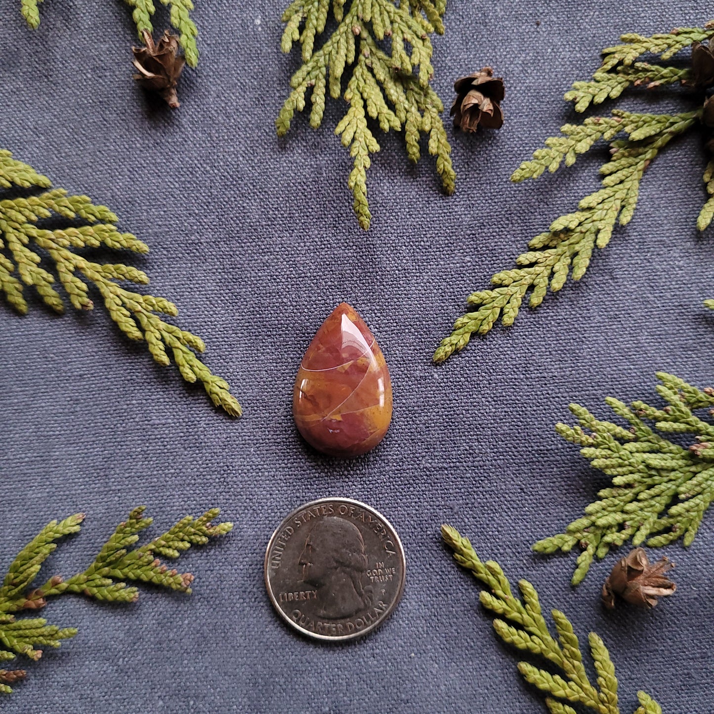 19.2ct Red and Yellow Jasper Cabochon, Fraser Lake, BC