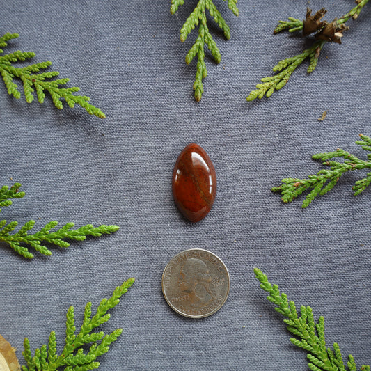 21.8ct Red Jasper Marquise Cabochon, Fraser Lake, BC, Canada