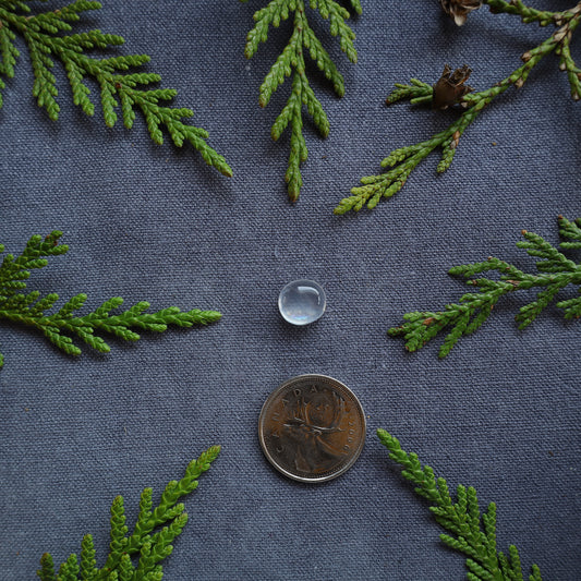 4.4ct Clear Quartz Cabochon With Rainbow Inclusion, Skeena River, BC, Canada